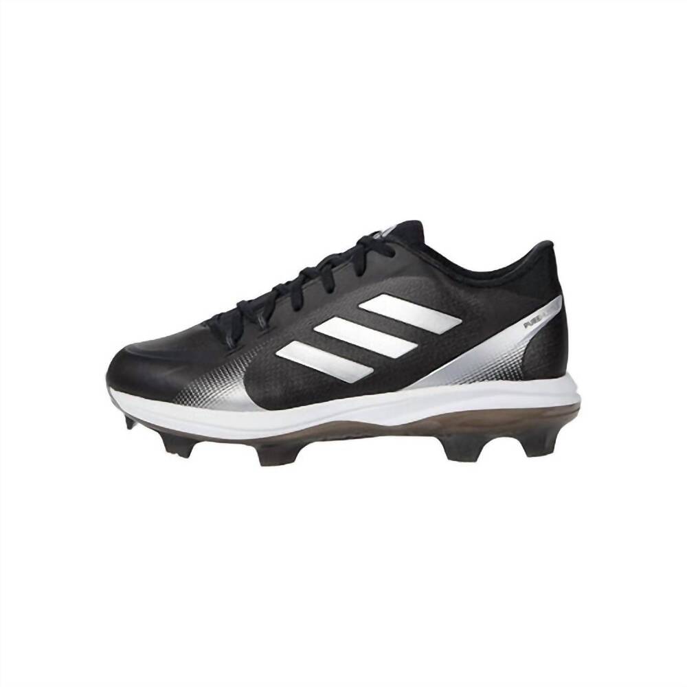 NEW ADIDAS women's pure hustle 2 tpu softball cleat in black/silver
